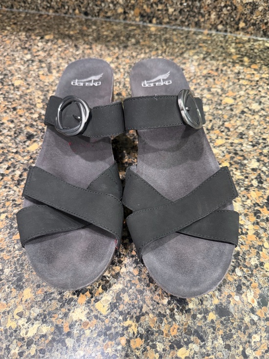 Dansko Shoes - Dansko Women's Black Slide Sandals with Buckle 41